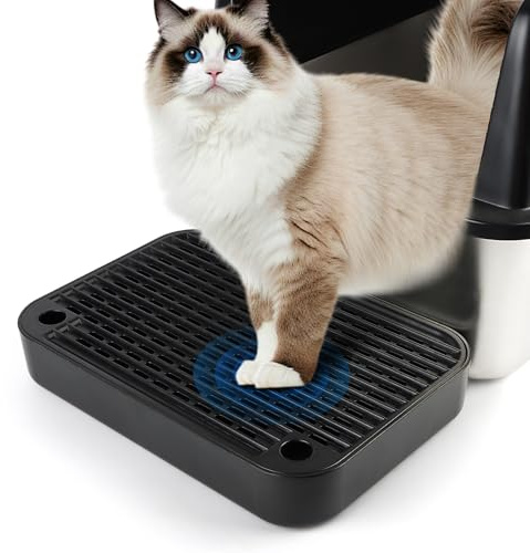 Bartuke Escaleras y escalones para Gatos con función de Filtro, Alfombrilla para Bandeja Sanitaria, Ideal para Gatitos y Gatos Mayores (Negro)