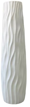 KiBcsLic Bodenvase Große Dekovase Standvase Zylinder Vase Kunstblume Aus Hochwertigem Pp mit Einzigartigem Mattem Finish Und Leichter Reinigung für Wohnzimmer, Weiß