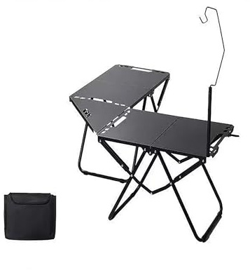 Tavolo da campeggio portatile pieghevole in metallo con manici, multifunzione, tavolo da picnic per esterni, barbecue, patio e giardino, leggero e facile da trasportare