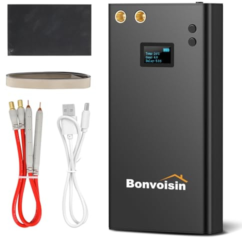 Bonvoisin Saldatore a Punti, con 11000mAh Batteria Ricaricabile, 70 Marce Regolabili, per Strisce di Ferro/Acciaio Inossidabile/Nickel da 0,1-0,3mm, con Penna per Saldatura da 40cm (EU)