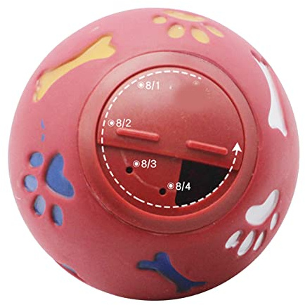 Occupiedpet Dog Treat Dispenser Ball, Adjustable Opening Slow Feeder Puzzle Toy, Rubber Chew Ball for Puppy Mental Stimulation and Digestion (S 7.5cm/3.0in Diameter)