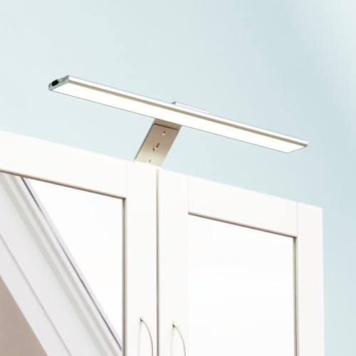 Croydex Stick On LED Bathroom Mirror Light 40cm - Cabinet or Wall Mounted Bathroom Lamp with Dimmable Brightness, Change Colour Temperature and Built-in Timer, Rechargeable Wall Light