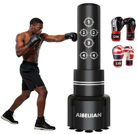Freestanding Punching Bag with Gloves,Heavy Boxing Bag with Numbered Target Zones,Heavy Duty Full-Protection Base, Boxing Training Equipment