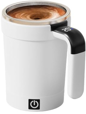 tazzada caffè con agitazione automatica – Bicchiere riscaldato da 380 ml, tazzain miscela di silicone ABS, tazzadi miscelazione elettrica ricaricabile con schermo LCD | tazzaper bevande automatica