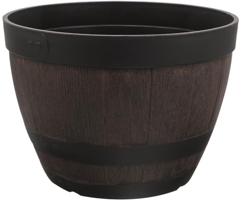 Alasum Vaso Resistente Agli Urti Effetto Botte in Plastica Grande e Piante Nero Non Facile da Rompere Giardini, Balconi e Verande