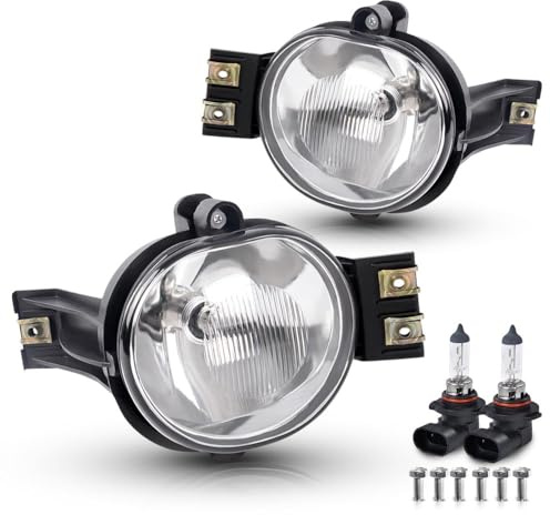 G-PLUS Front Bumper Fog Lights Compatible with Dodge Ram 1500 2002-2008/2003-2009 Ram 2500 3500/2004-2006 Durango Pair+Bulb Driver and Passenger Side Driving Lamps Clear Lens