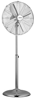 Zephir, Ventilatore a Piantana, Acciaio Cromato, Pala 40 cm, 3 Velocità, 4 Pale, Altezza Regolabile max.140cm, Griglia Sicurezza, Potenza 50W