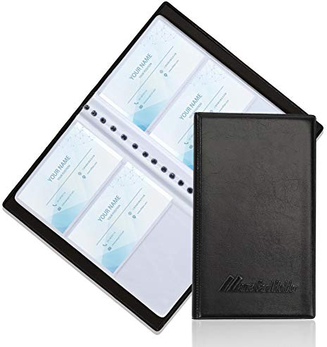 MaoXinTek Visitenkartenmappe für 300 Karten Ideal für Büro und Praxis Visitenkartenbuch, 2Pack Visitenkarten-Organizer professionelles PU-Leder Kreditkartenetui für Kundenkarten Kreditkarten Schwarz