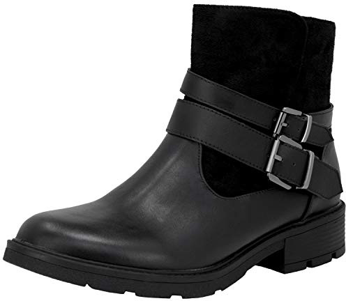 Fitters Footwear That Fits Donne Stivaletto Laia PU Stivali da Biker con Fibbie (42 EU, Nera)