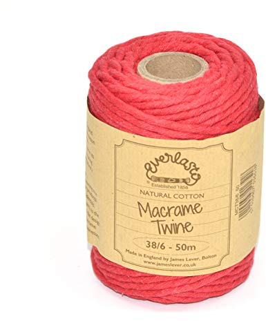 Everlasto Hilo de macramé Beefeater, Rojo, 4 mm, 50