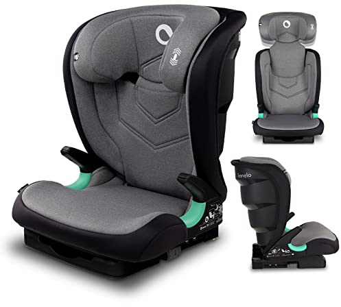 LIONELO Child Car Seat Neal I-Size from 3 to 12 Years (Group 2/3,100 to 150 cm) ISOFIX or Car Safety Belt Installation, Adjustable Headrest, Side Impact Protection, Armrests, R129 (Grey Stone)