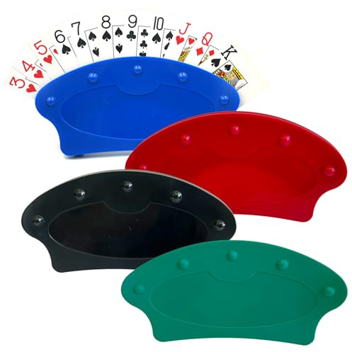 SEETOOOGAMES Card Holders for Playing Cards - Canasta Playing Card Games Holder for Kids Seniors - 4 Pack Mixed