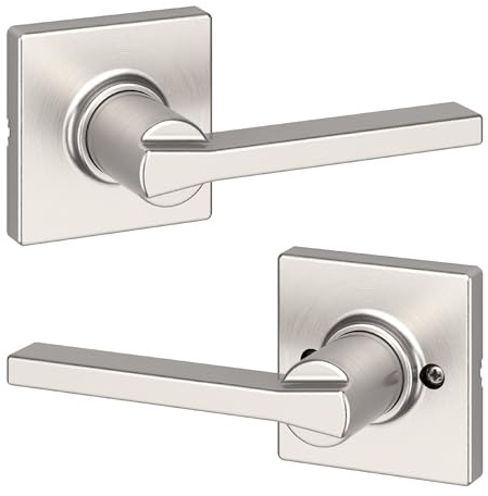 Kwikset Casey Interior Passage Door Handle, Lever For Closet and Hallway Doors, Reversible Non-Locking Handle Lever, Satin Nickel , with Microban Protection
