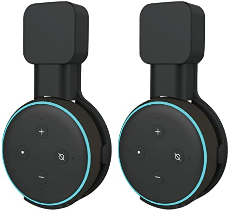 Sintron 2X Smart Home Lautsprecher Wandhalterung für Dot 3. Generation & Google Mini, Halterung Ständer mit integriertem Kabelmanagement, für Küche, Bad Schlafzimmer, Keine Schrauben (2 Pack, Schwarz)