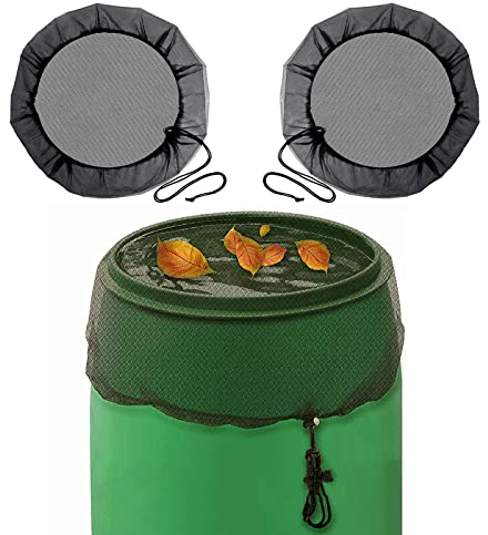 2 Stück Regentonnen Netz, Wetterbeständiger Mückenschutz Regentonne, Hochwertige Regentonne Abdeckung mit Zugkordel, 95 cm Verhindern Abdeckung für Mosquitos, Laub und Kleintiere