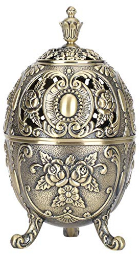 Joyzan Vintage Incense Holder, Decoration Retro Metal Burner Decorative Aromatherapy Frankincense Insence Corn Backflow Smoke Stick Home Iron Art Lid Stove Bowl Ash Catcher Tray Charcoal Sandalwood