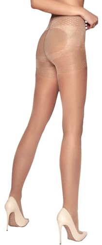 Charm and Attitude Natural Shaping Tights | Butt Lift Slimming Pantyhose Stockings Nylons - Natural, Medium
