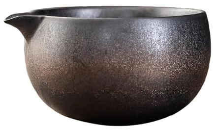 Sharplace Bol Matcha en céramique avec bec verseur, tasse de jus de salade Chawan de cérémonie de thé de japonais fait à la main de 600ml, style D