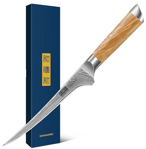 HOSHANHO Damasco Coltello Disosso e Sfilettare 18cm, Professionale Coltello per Sfilettare Super Affilato Giapponese Acciaio Damasco da 67 Strati