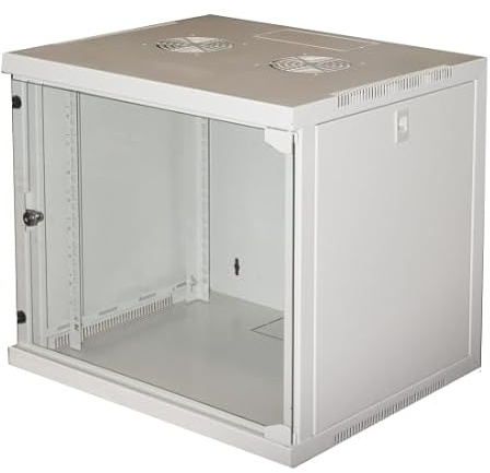 Connetto - Väggmonterad rack 485 x B 540 x 450 mm grå glasdörr