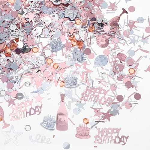 Geburtstags Konfetti Happy Birthday Tischdeko Geburtstag Deko Glitzer Rosegold Partydekoration Konfetti Tisch Weinglasdekorationen Streudeko Konfetti Deko Frau Mann Geburtstagsdeko Tisch