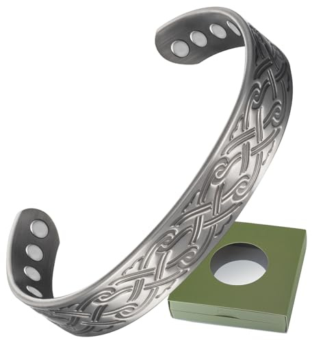 Wollet koppararmband för kvinnor, koppar manschettarmband – 16 cm magnetiskt armband med presentask (CPB-2046S-FBM)