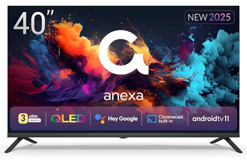 anexa - Smart TV 40 QLED Full HD, Android 11, Control por Voz, TDT 2025, 3 años de garantía, SMART40C02FGQ, Compatible con Netflix, Prime Video y más