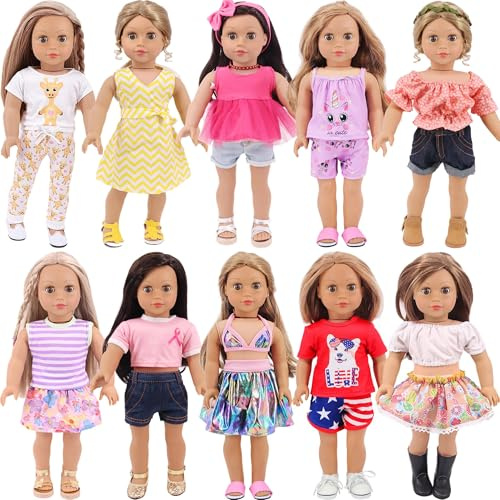ZITA ELEMENT 10 Sets American 18 Inch Doll Clothes and Accessories