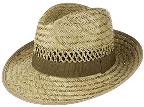 Lipodo Cosecha Sé gracias sombrero de paja Mujeres/Hombres - Sombrero de paja 100% - Sombrero para el sol, fabricado en Italia, color natural, beige, L