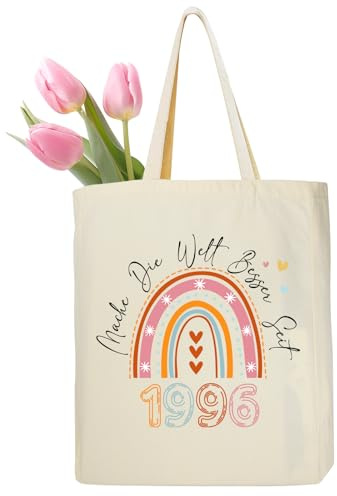 Ysound 30-årsdag kvinnor bomullspåse presenter till kvinnor bomullsväska, 1996 tygväska shoppingväska väska som 30. Födelsedagspresent, present till kvinnor mamma kollega flickvän på födelsedagar