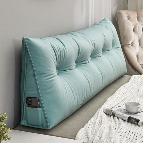 XIEMINLE Ryggstöd kilkudde, triangelkuddar för sänggavel, mjuk säng soffa positioneringsstöd, sänggavel kilkudde för avslappning spelläsning, midja ryggstöd (200 × 50 × 20 cm, blå1)