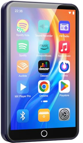 Lettore MP3 da 16 GB con WiFi Bluetooth - Touchscreen IPS da 4 pollici, lettore musicale per bambini, lettore MP4 Android con applicazioni di musica in streaming Spotify, Audible, Play Store