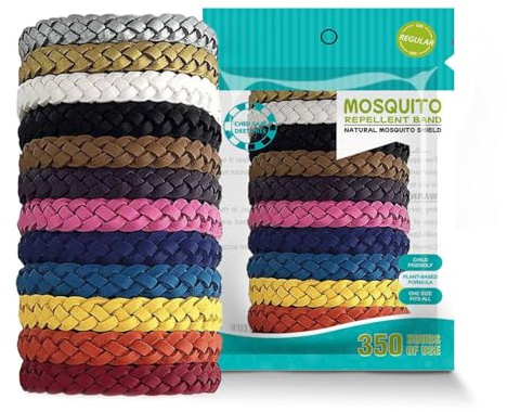 Pulsera Antimosquitos Ajustable Pack De 12, Pulseras Antimosquitos Tipo Cuero, Repelente Mosquitos Para Interior, Exterior, JardíN, Camping, Terraza Y Viajes