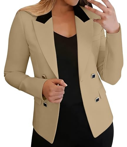 Generisk kort kavaj för kvinnor, sommar, kort blazer, elegant, sweatblazer, midjejacka, affärsjacka, kavaj, övergångsjacka, öppen front, kontor, dubbelknäppt, businessblazer, ledig kavaj
