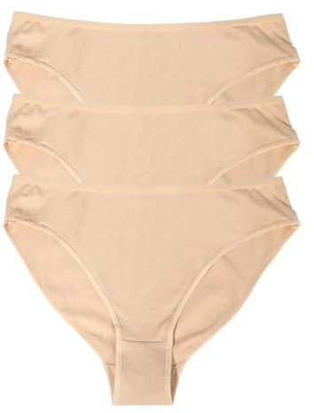 EASTBUDDY 3 Pack Dance Ballet Briefs Girls Women Cotton Gymnastics High Cut Dance Underwear Beige Child 130