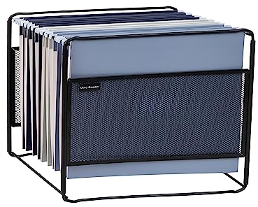 Mind Reader Ordner-Organizer zum Aufhängen, Desktop-Organizer, Aufbewahrung, Büro, Metallgeflecht, 33 Zoll L x 9,75 Zoll B x 10,25 Zoll H, Schwarz