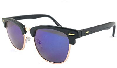 ASVP Shop® Kids Girls Boys Children Horn Rimmed Classic Mirror Sunglasses Shades (Blue Mirror)