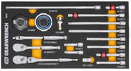 GearWrench 18 Piece 1/4 90T Ratchet & Drive Tool Set with EVA Foam Tray - 86520
