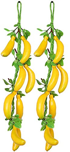 Fiori artificiali, 2 pezzi, banane artificiali, frutta, ortaggi finti da appendere, decorazione per la casa e il giardino