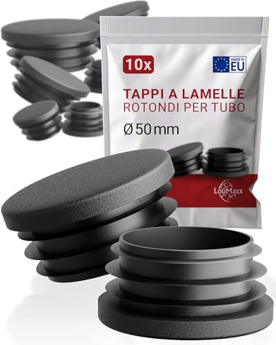 LouMaxx Bouchons pour Tube Ø 50 mm | Capuchons de Tube Rond | Bouchons de Couverture | Cache Tube en Plastique Robuste | Bouchons à Lamelles Ø 50 mm pour Une Protection Parfaite