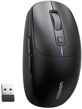UGREEN Bluetooth Maus Wiederaufladbare RGB Maus Kabellos mit 5K DPI Sensor, 6 Programmierbare Tasten, Ultraleicht, USB kabellose Maus PC kompatibel mit Laptop Computer Windows 11 macOS Linux(Schwarz)