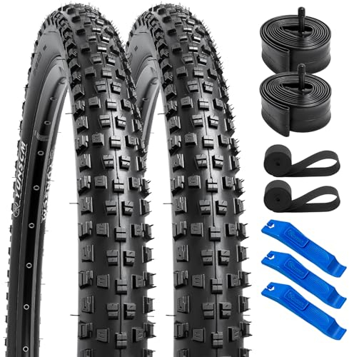 YunSCM 2Pcs 60TPI Nylon Pannensicher 29 Zoll Reifen 29x2.60 Mantel 68-622 und 2Pcs 29 Zoll Schlauch AV32mm Ventil kompatibel MTB 29x2.5 29x2.6 29x2.80 Fahrradreifen und Schlauche