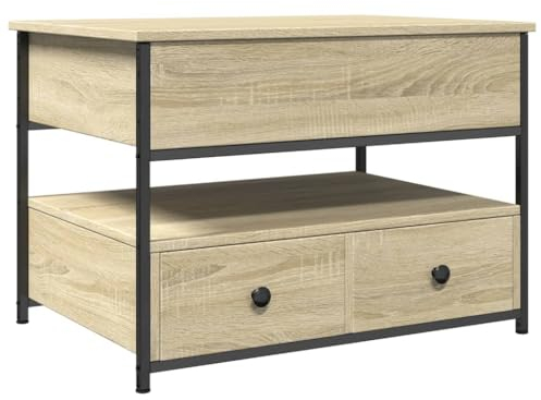 vidaXL Soffbord sonoma-ek 70x50x50 cm konstruerat trä och metall, vardagsrumsbord, vardagsrumsmöbel, bord med förvaring, vardagsrumsmöbler