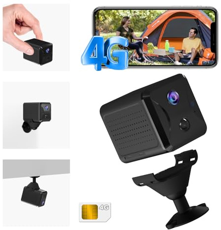 UCOCARE Mini Camara Vigilancia SIM, 4G LTE Camaras de Vigilancia sin Cables con Tarjeta SIM, Bateria 5200mAh, Detección Movimiento AI, Visión 160°, Vision Nocturna