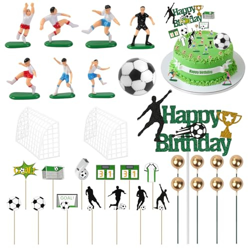 OSDUE 31 st fotbollskaka dekoration, fotboll tårta topper, tårta dekorationer, födelsedag tårta dekoration för män, cupcake-topper, barnfestdekoration