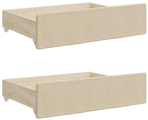 Lot de 2 Tiroirs sous Lit à Roulettes, Tiroir de Lit Rangement avec Roulettes 2 pcs crème bois d'ingénierie et tissu