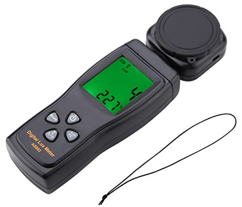 Digital Lux Meter Lux Light Meter Handheld Lux Meter Range Up to 200,000 Digital Illuminance Light Meter, LCD Display with LED Backlight, Real-time Temperature Sensor