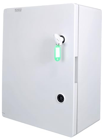 RoadEu – Armario eléctrico mural IP65 400x500x175mm – Caja estanca con puerta con llave, prensaestopas, guía DIN y placa metálica – Para instalaciones exteriores e industriales
