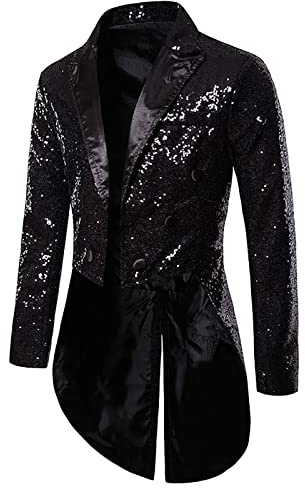 Sequin Tuxedo for Women Dinner Party Wedding Swallowtail Blazer Sparkly Dressy Double Breasted Formal Suit Jacket