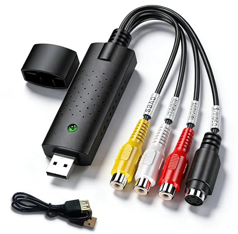 Fablet VHS to Digital Converter, USB Video Capture Device for Mac and PC. Easily Convert Analogue VCR and Mini DV Tapes to DVD Format. Plug and Play Setup to Preserve Family Home Movies